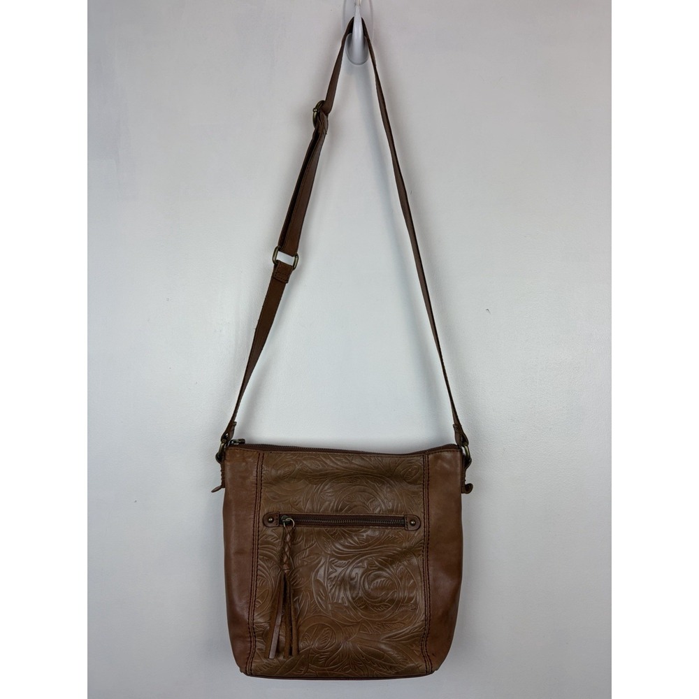 The Sak Ashland Maritime Wave Embossed Crossbody Purse Brown